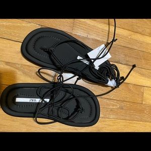 Black Zara tie up shoes